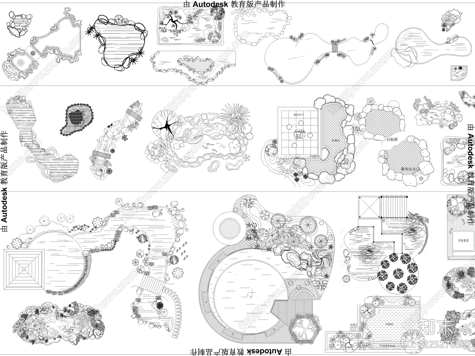 2026年最新水塘鱼池水池鱼塘庭院水景造景CAD图库cad施工图下载【ID:1225276321】