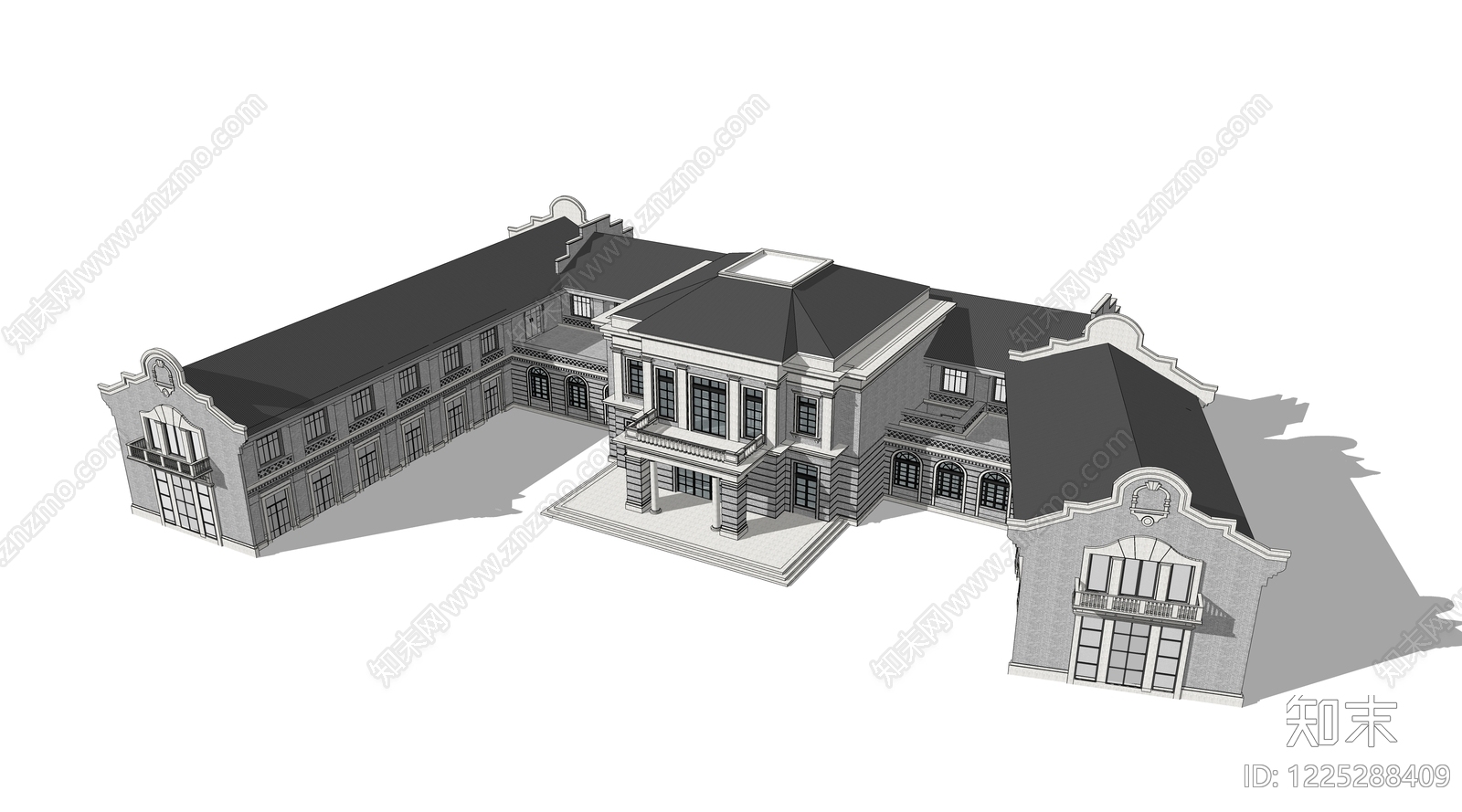 欧式古建特色建筑SU模型草图
