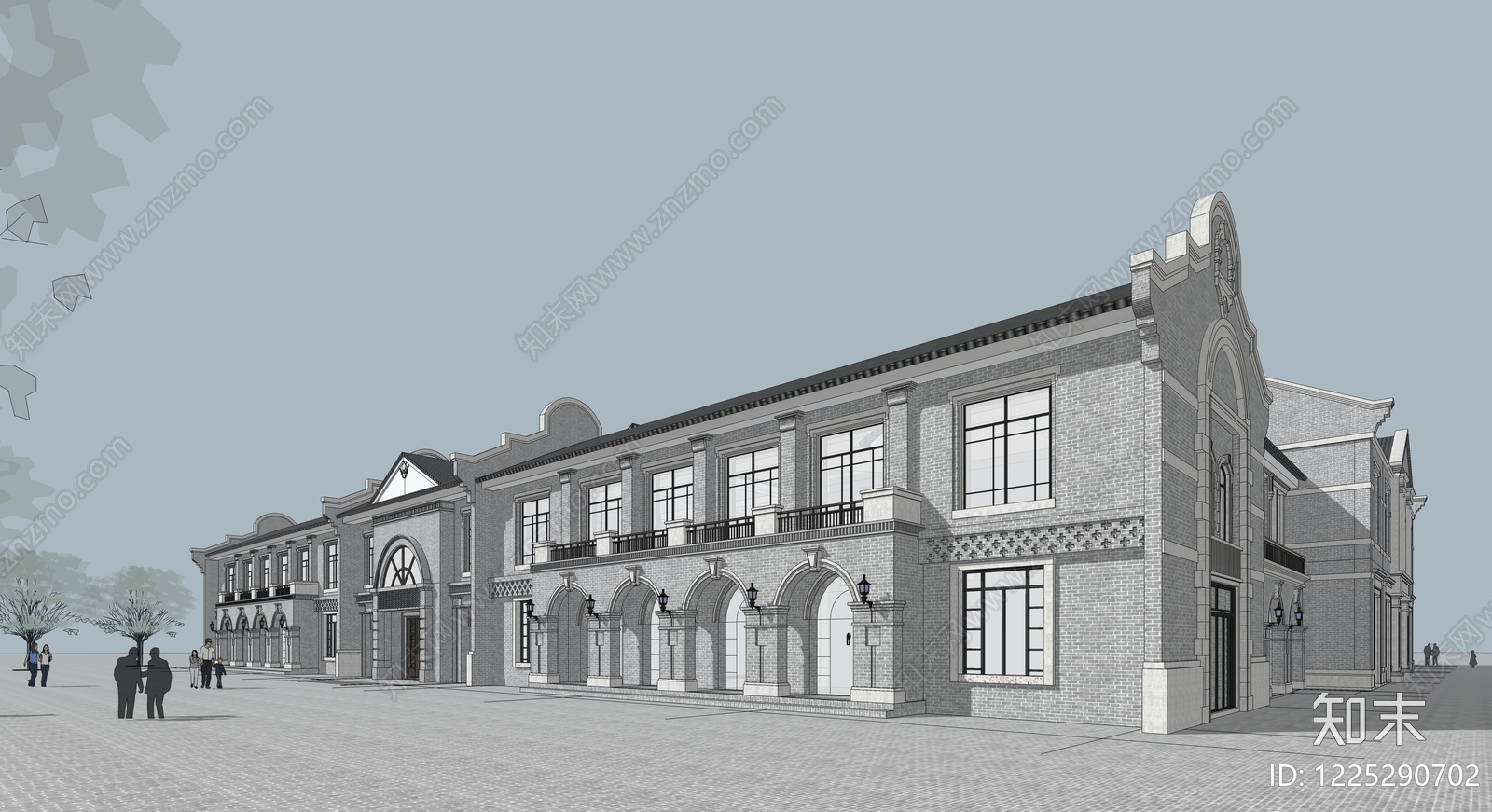 欧式古建商业街SU模型下载【ID:1225290702】
