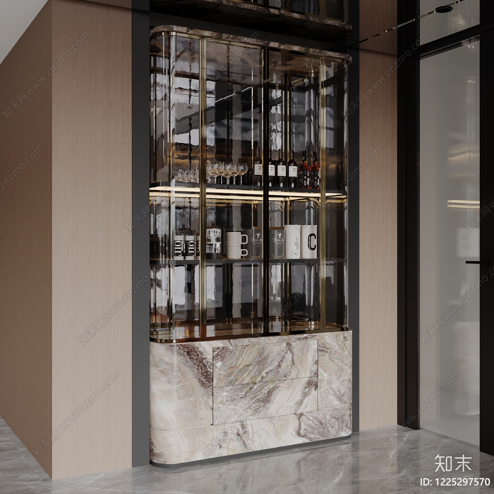 轻奢酒柜3D模型下载【ID:1225297570】