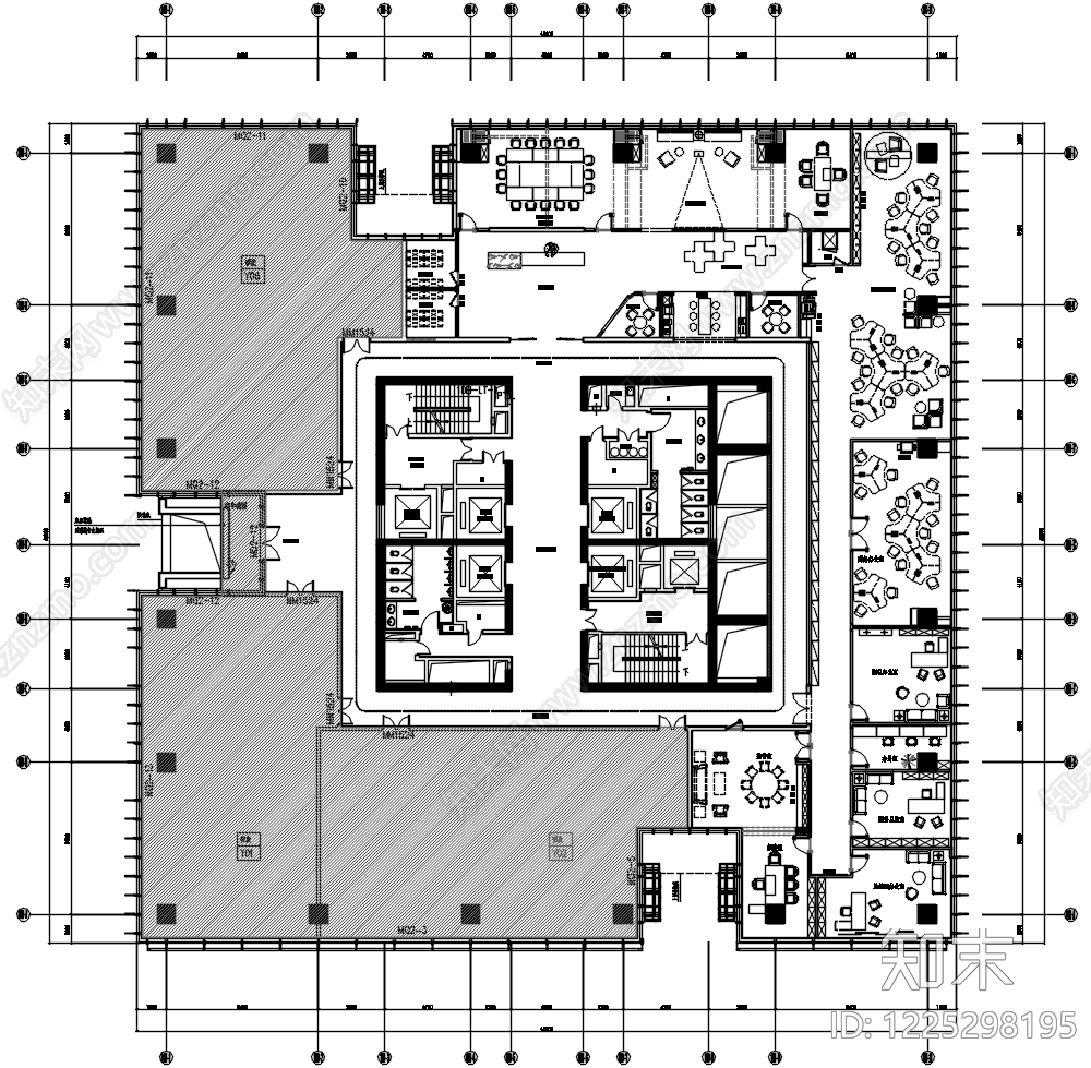 整体办公空间cad施工图下载【ID:1225298195】