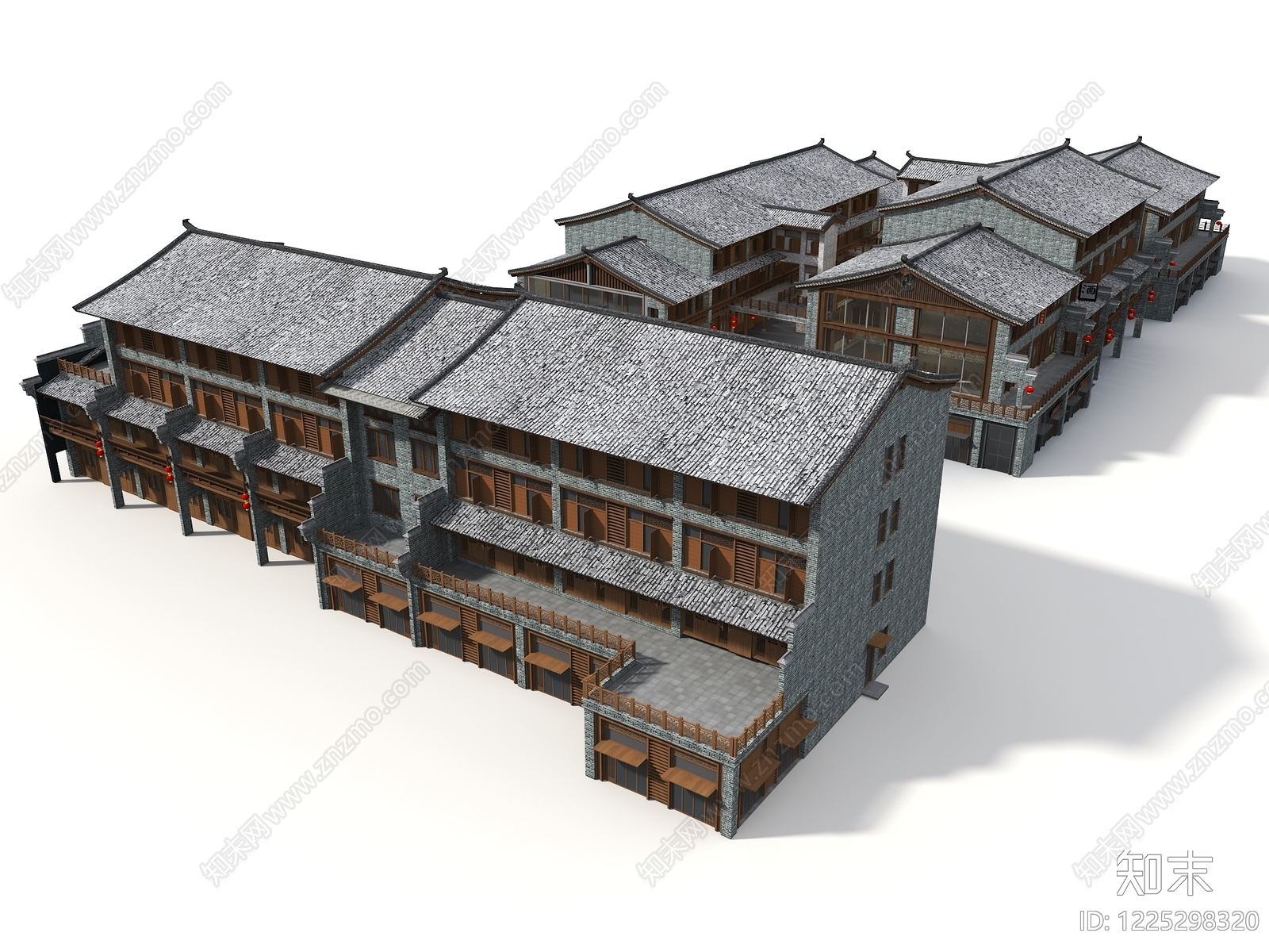 中式商业街3D模型下载【ID:1225298320】
