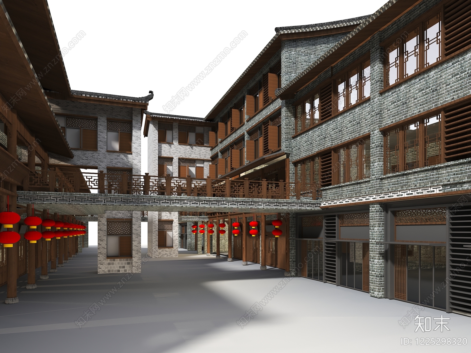 中式商业街3D模型下载【ID:1225298320】
