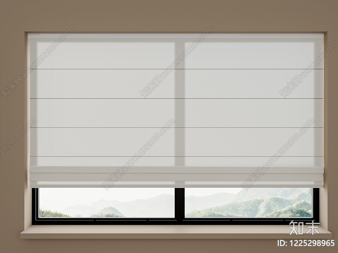 现代简约窗帘SU模型草图