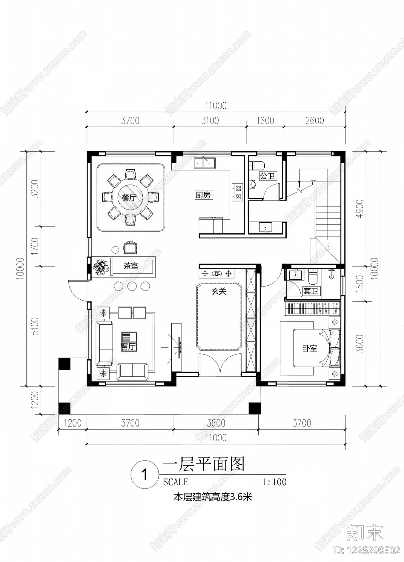 别墅建筑cad施工图下载【ID:1225299502】