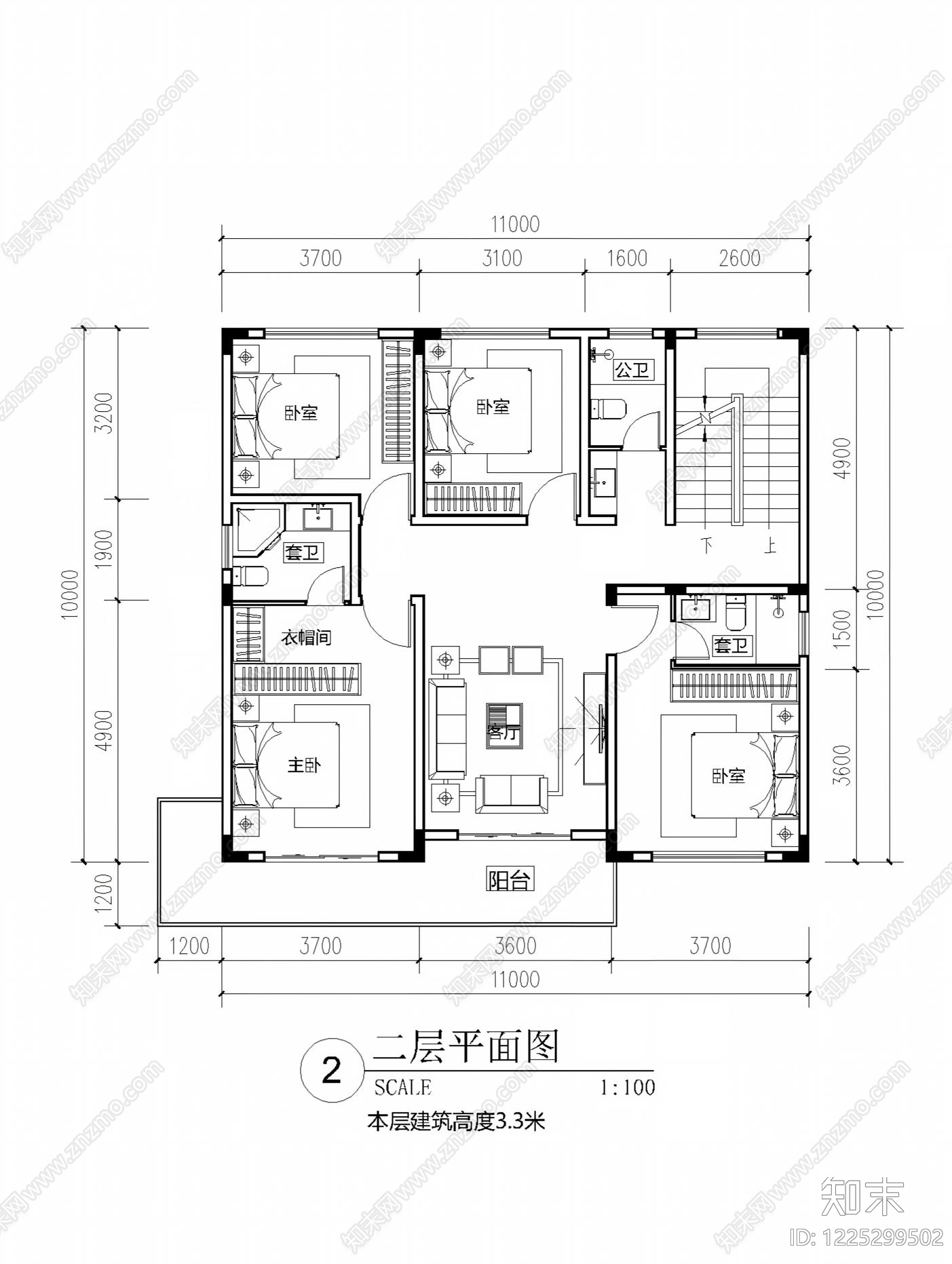 别墅建筑cad施工图下载【ID:1225299502】