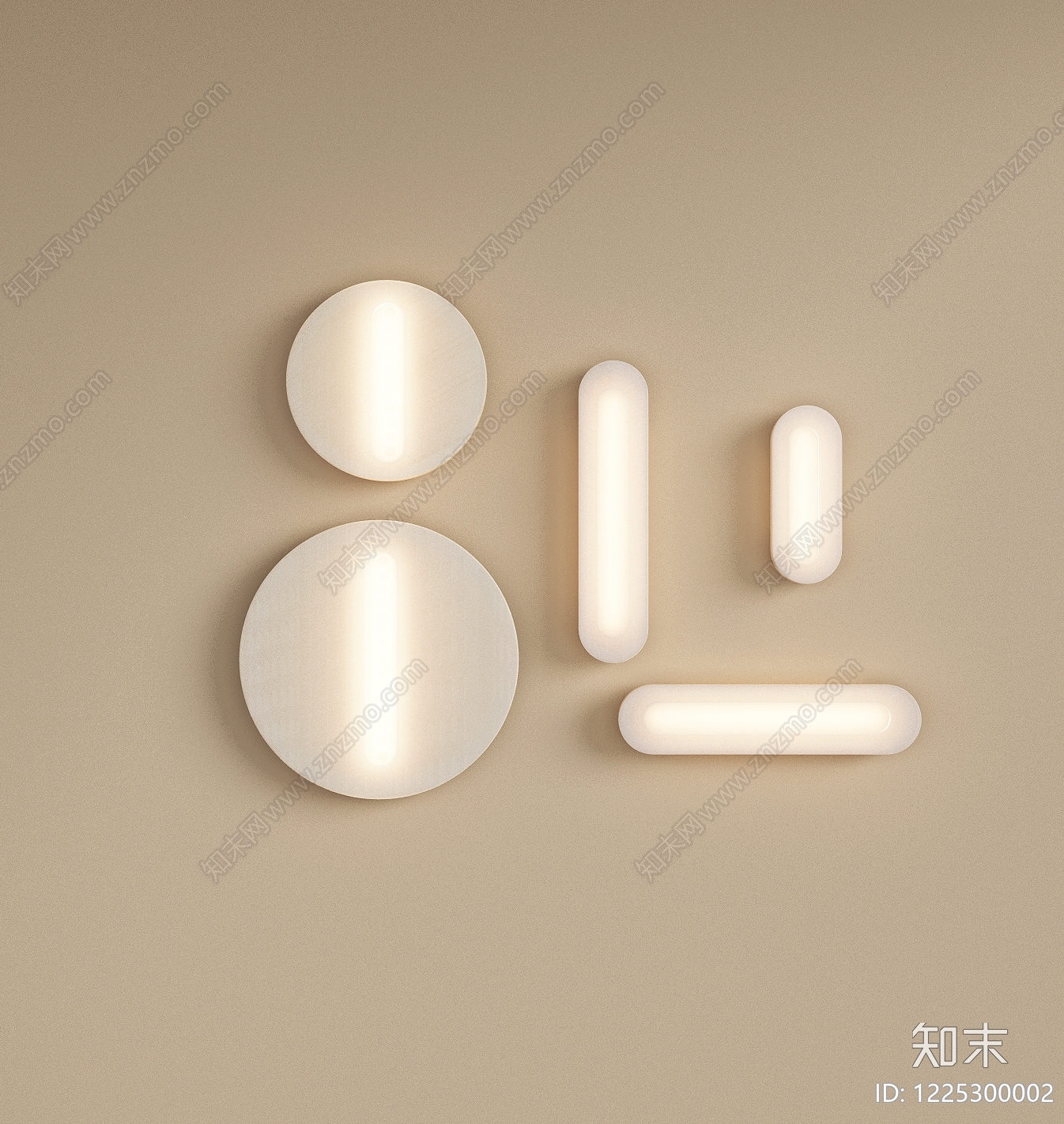 奶油风灯具组合SU模型下载【ID:1225300002】