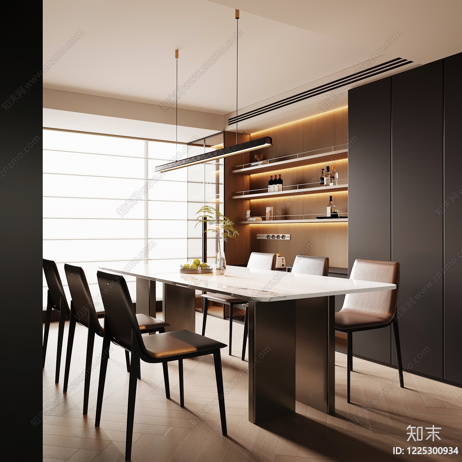 意式极简家居餐厅3D模型下载【ID:1225300934】