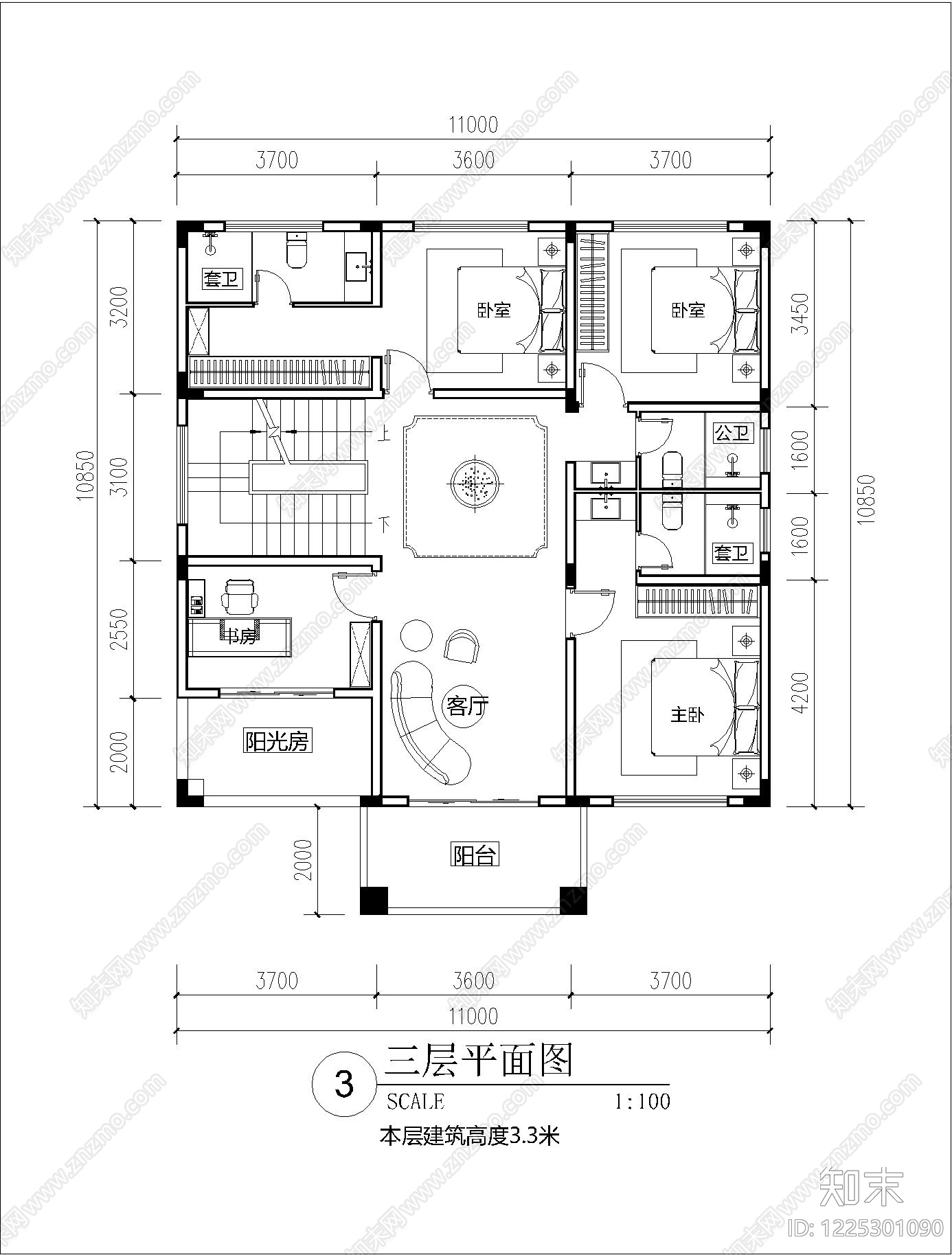 别墅建筑cad施工图下载【ID:1225301090】