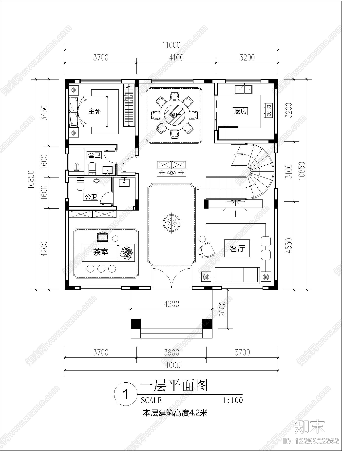 别墅建筑cad施工图下载【ID:1225302262】