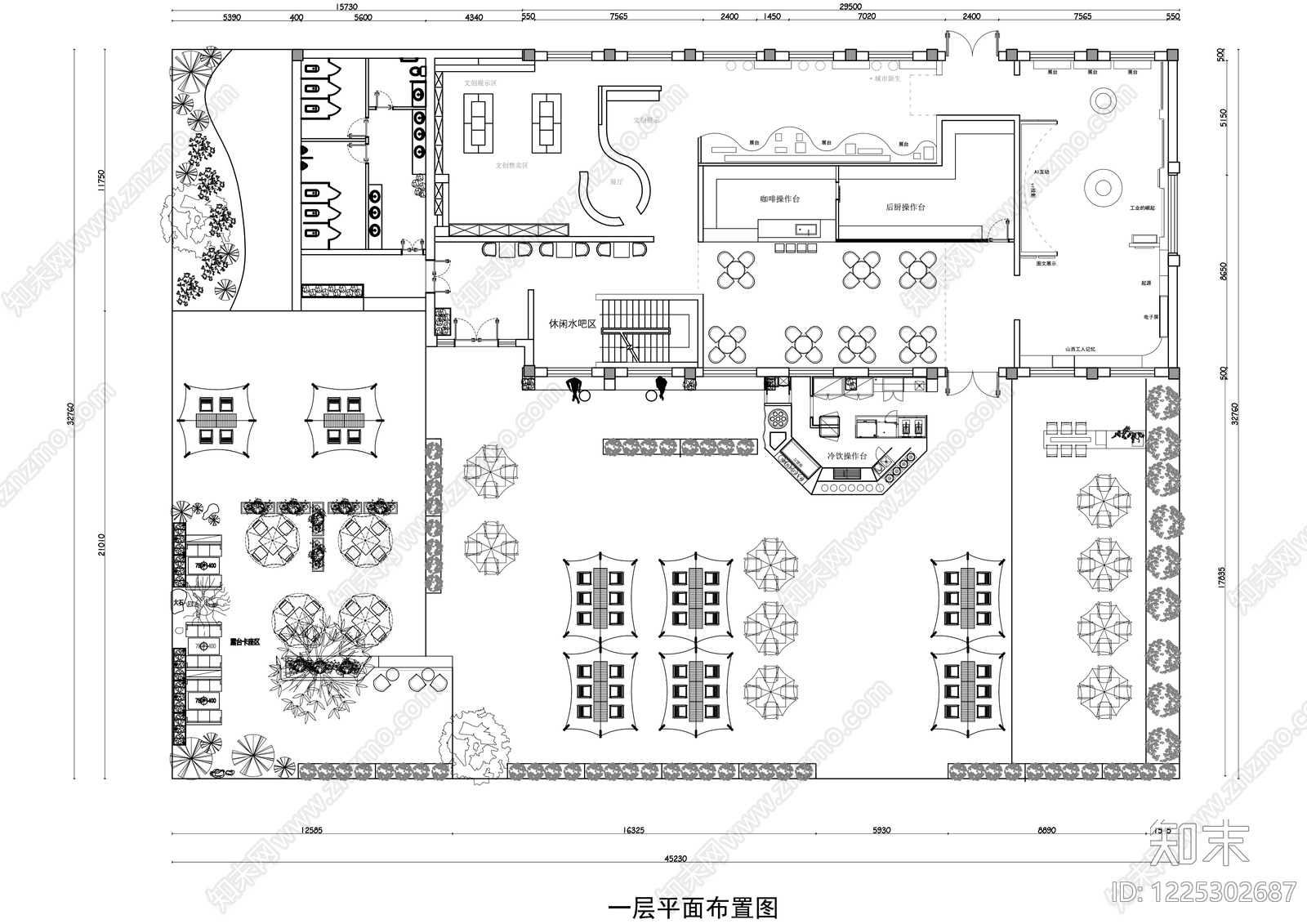 咖啡厅cad施工图下载【ID:1225302687】