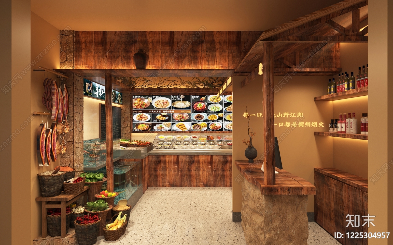 新中式中餐厅3D模型下载【ID:1225304957】
