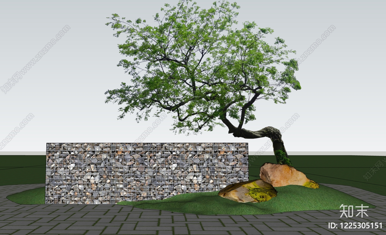 新中式景观景墙SU模型下载【ID:1225305151】