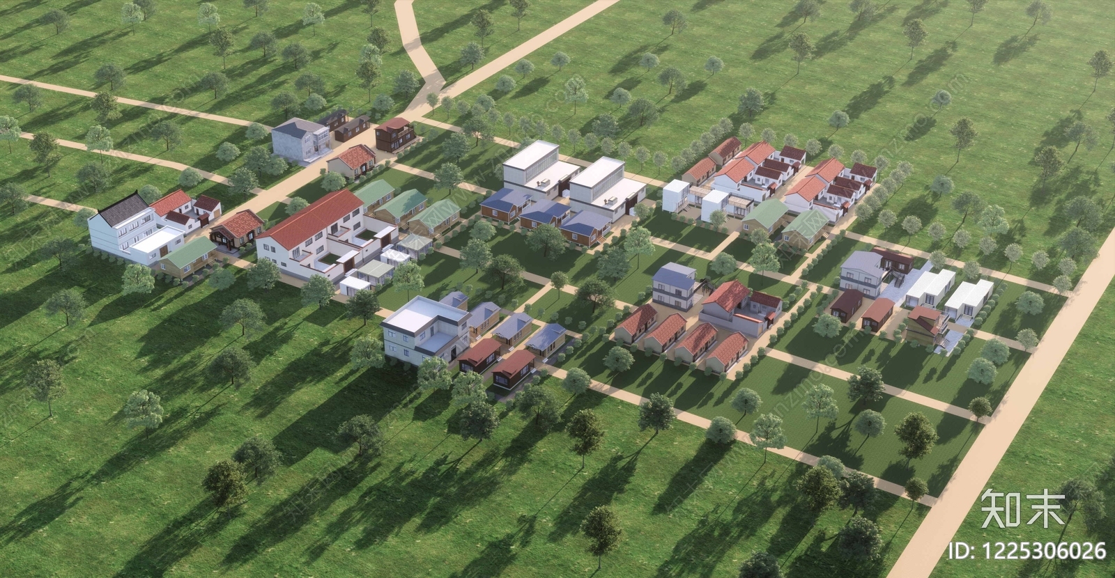 现代主义鸟瞰规划SU模型下载【ID:1225306026】