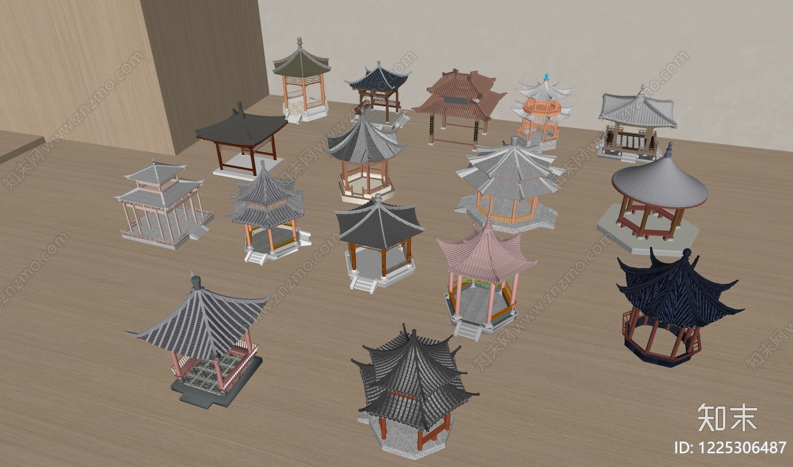 中式古建亭子SU模型下载【ID:1225306487】