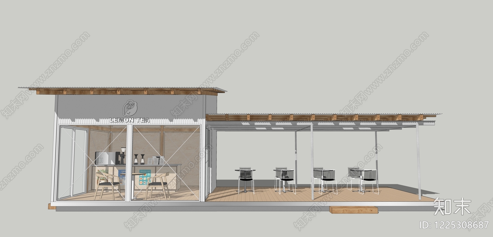 现代简约奶茶店SU模型下载【ID:1225308687】