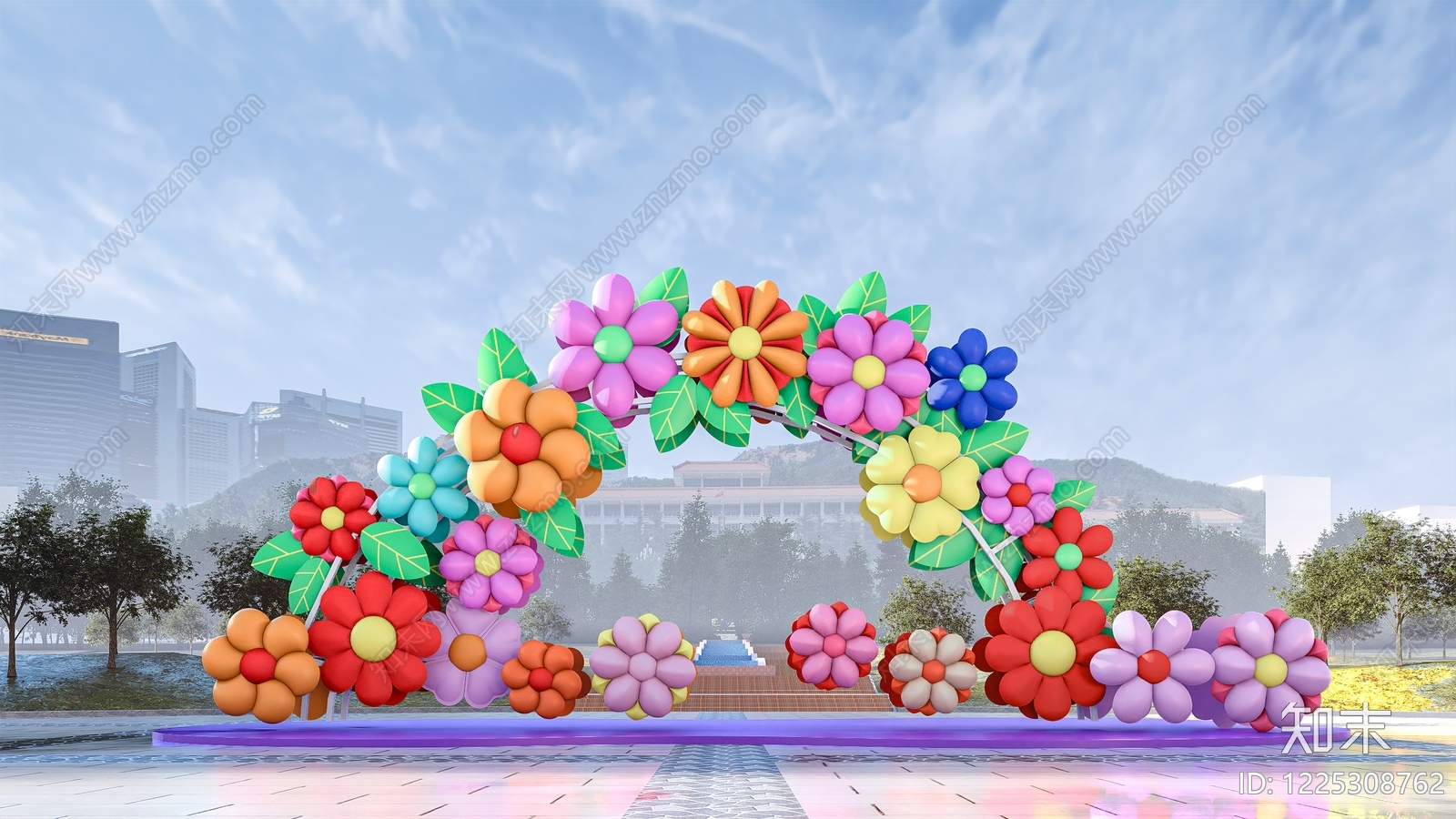 孟菲斯活动门头SU模型下载【ID:1225308762】