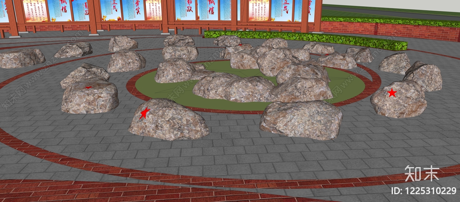 新中式景观景观石SU模型下载【ID:1225310229】