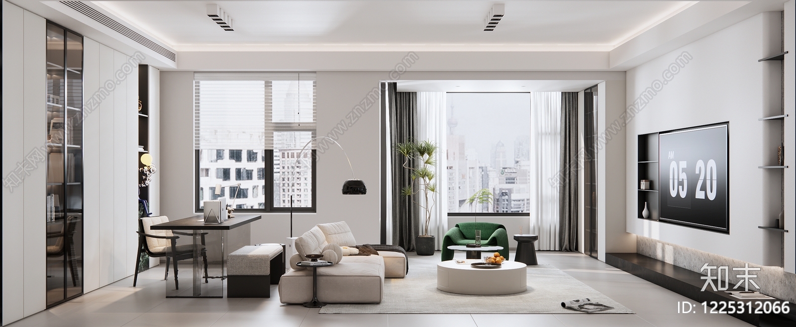 现代简约家居客厅SU模型下载【ID:1225312066】