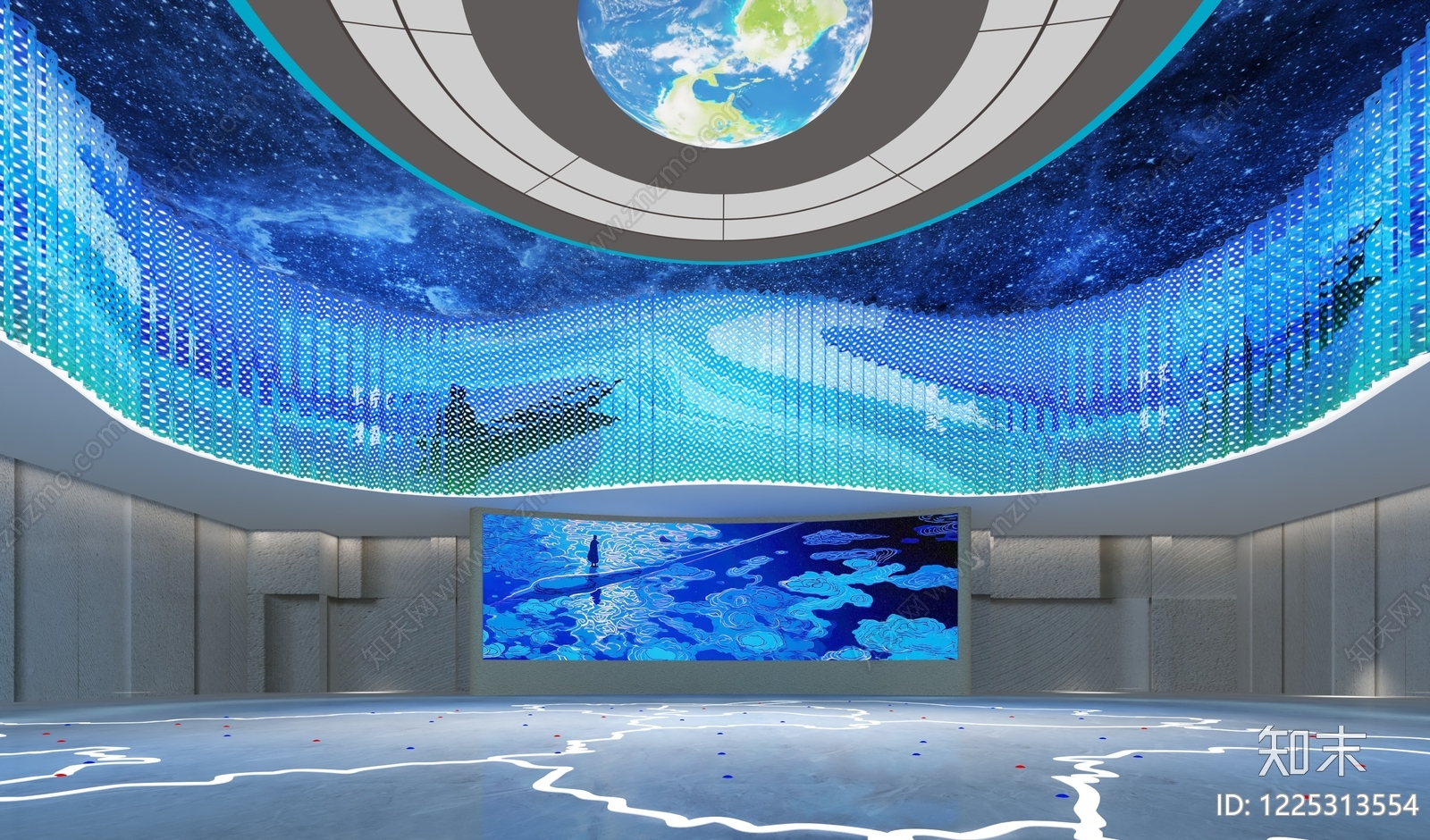 未来主义科技展厅3D模型下载【ID:1225313554】