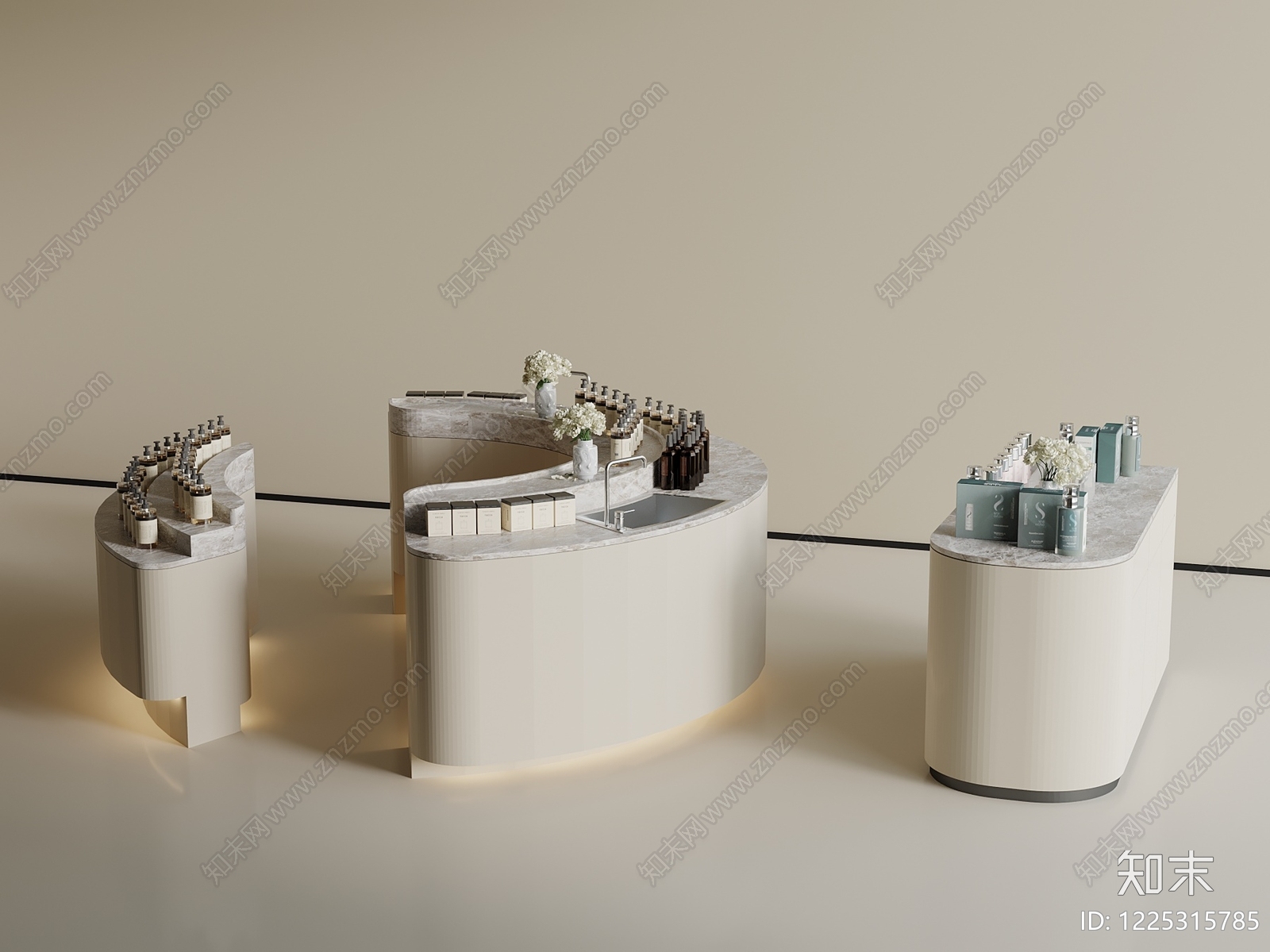 奶油风岛台3D模型下载【ID:1225315785】