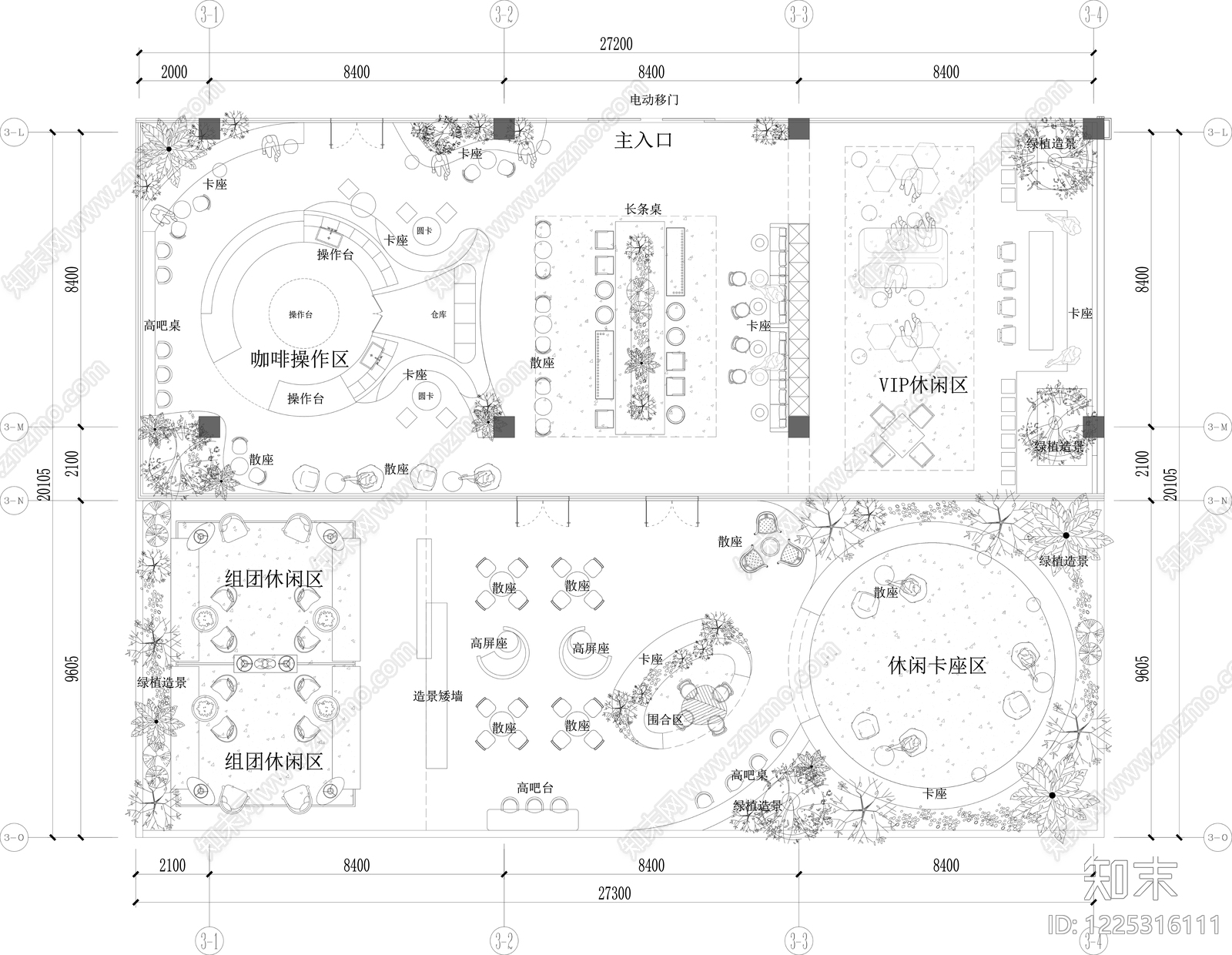 咖啡厅cad施工图下载【ID:1225316111】