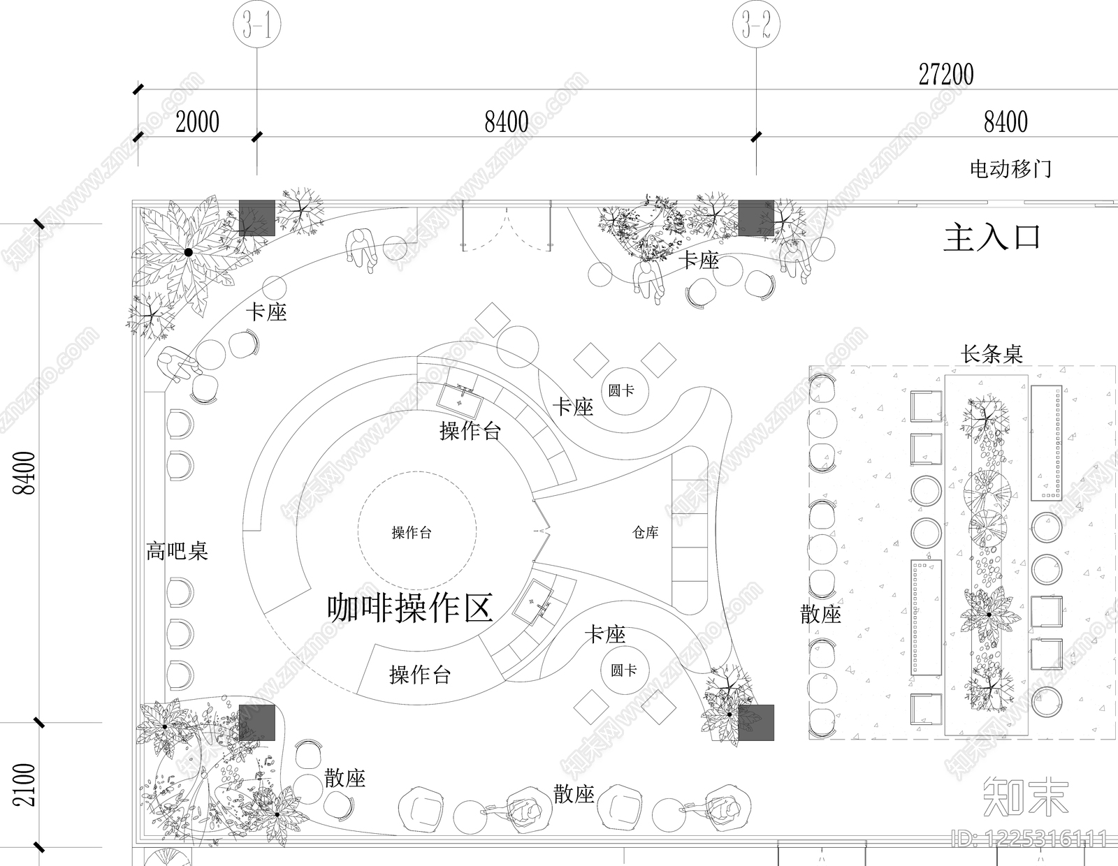 咖啡厅cad施工图下载【ID:1225316111】