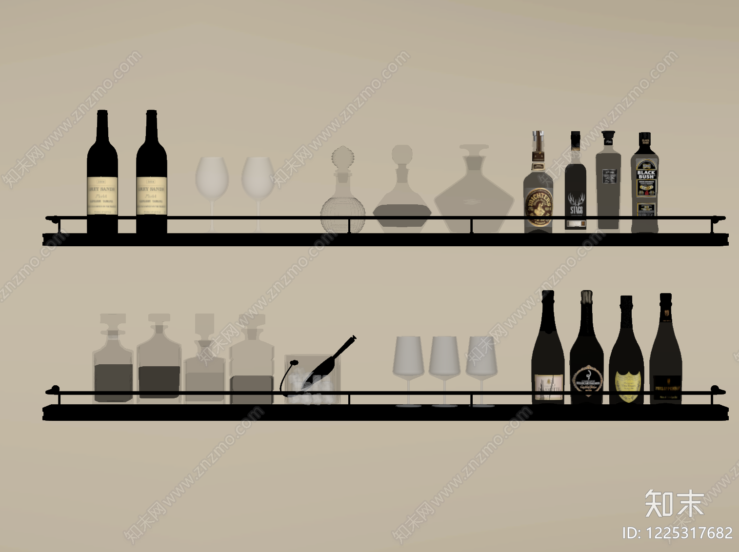 轻奢酒架SU模型下载【ID:1225317682】