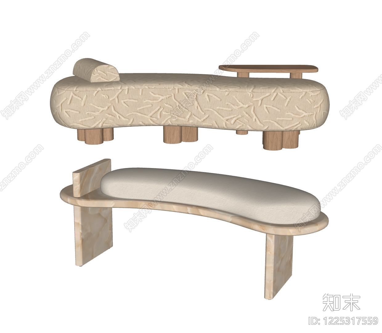 奶油风沙发凳SU模型下载【ID:1225317559】