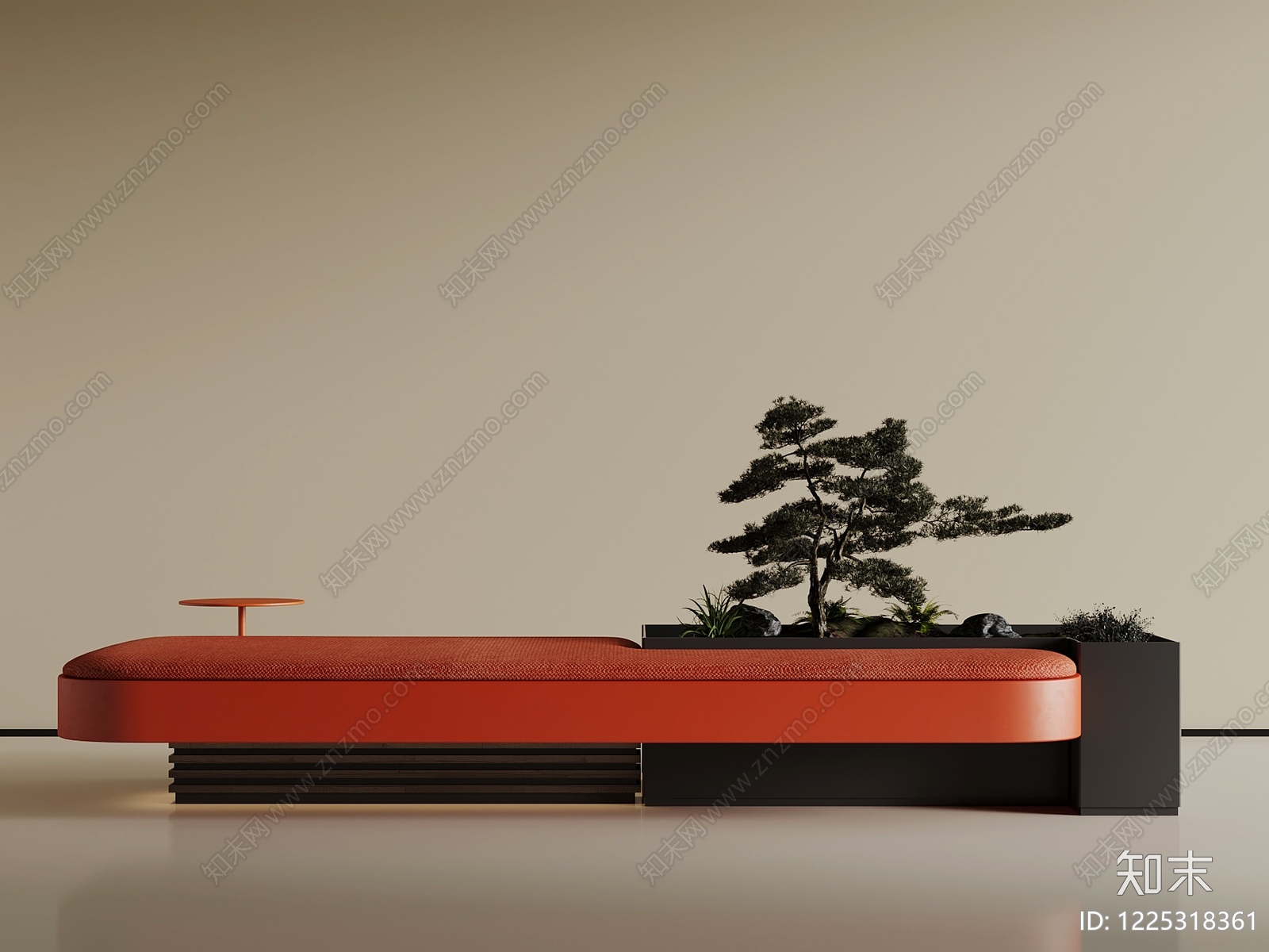 新中式卡座沙发3D模型渲染效果图