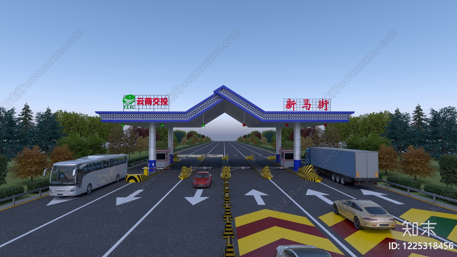 新中式收费站SU模型草图
