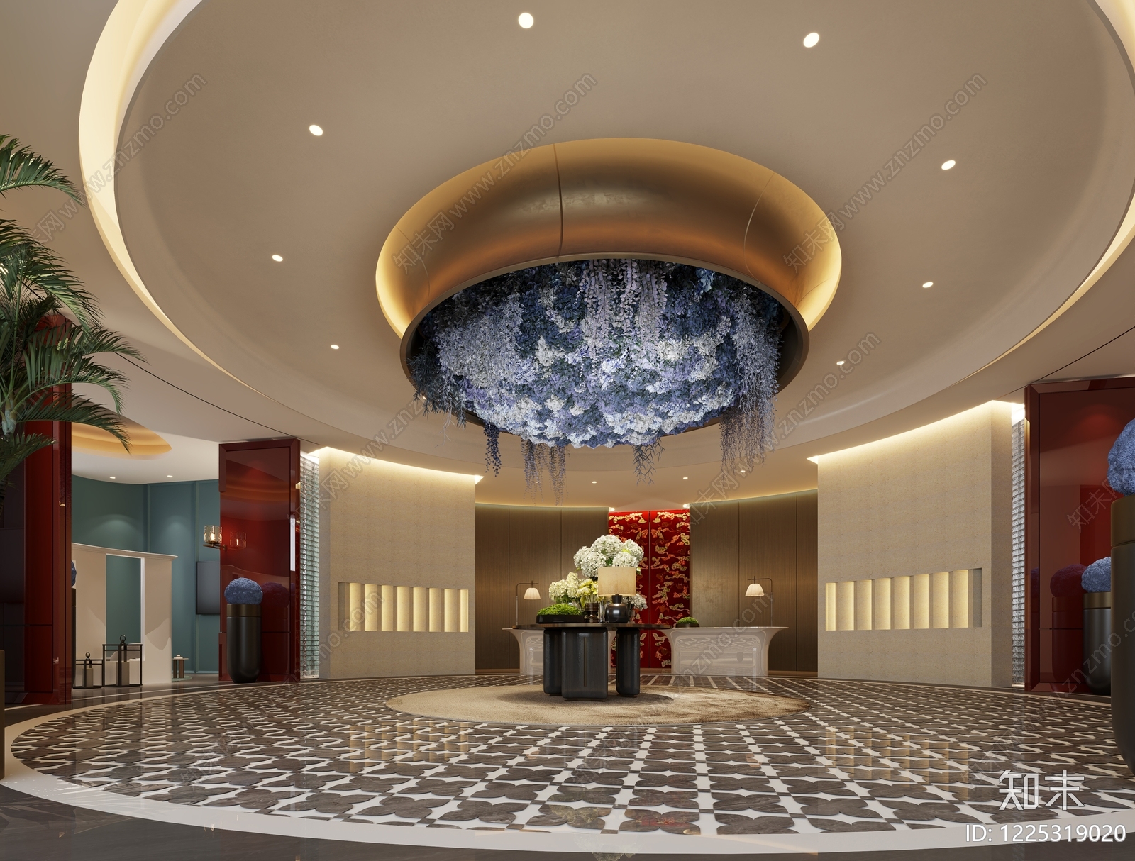轻奢酒店大堂3D模型下载【ID:1225319020】