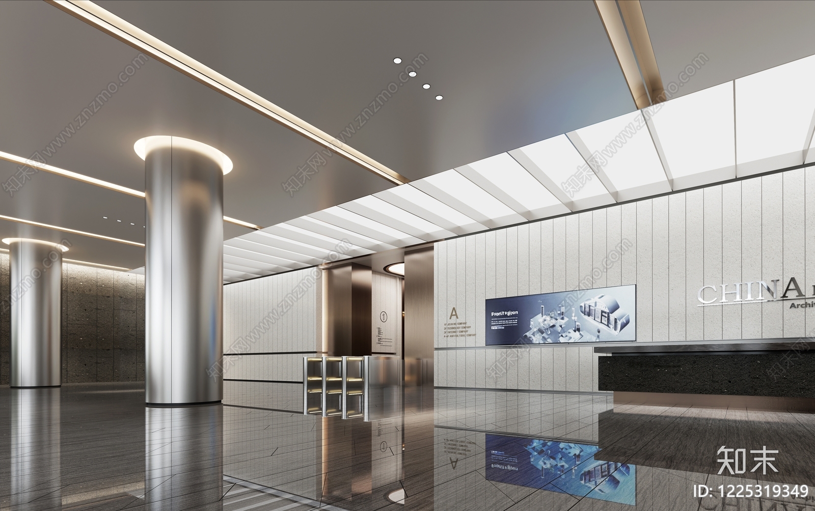 轻奢办公大厅3D模型下载【ID:1225319349】