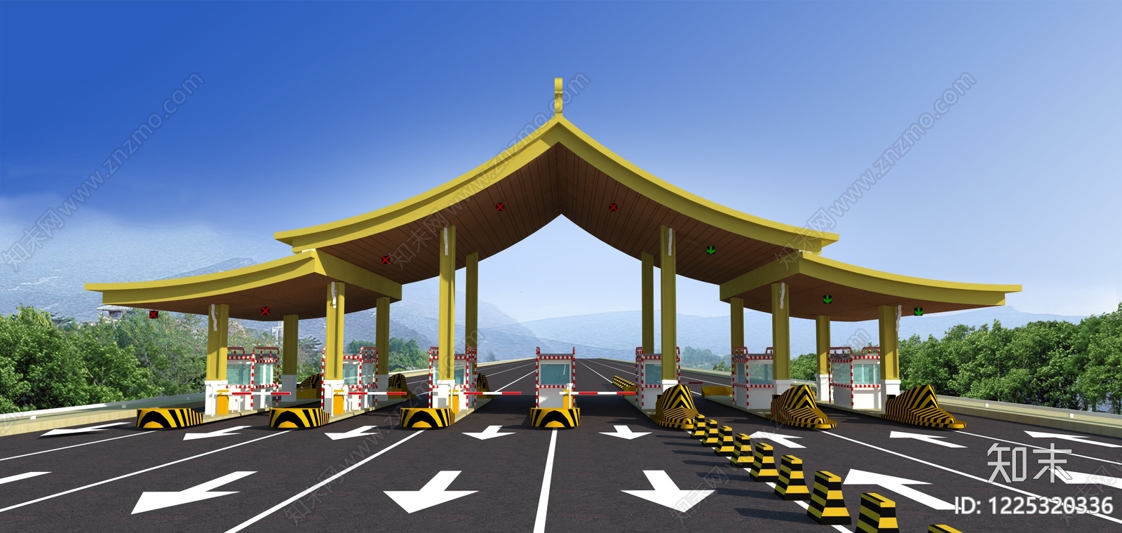 新中式收费站SU模型草图