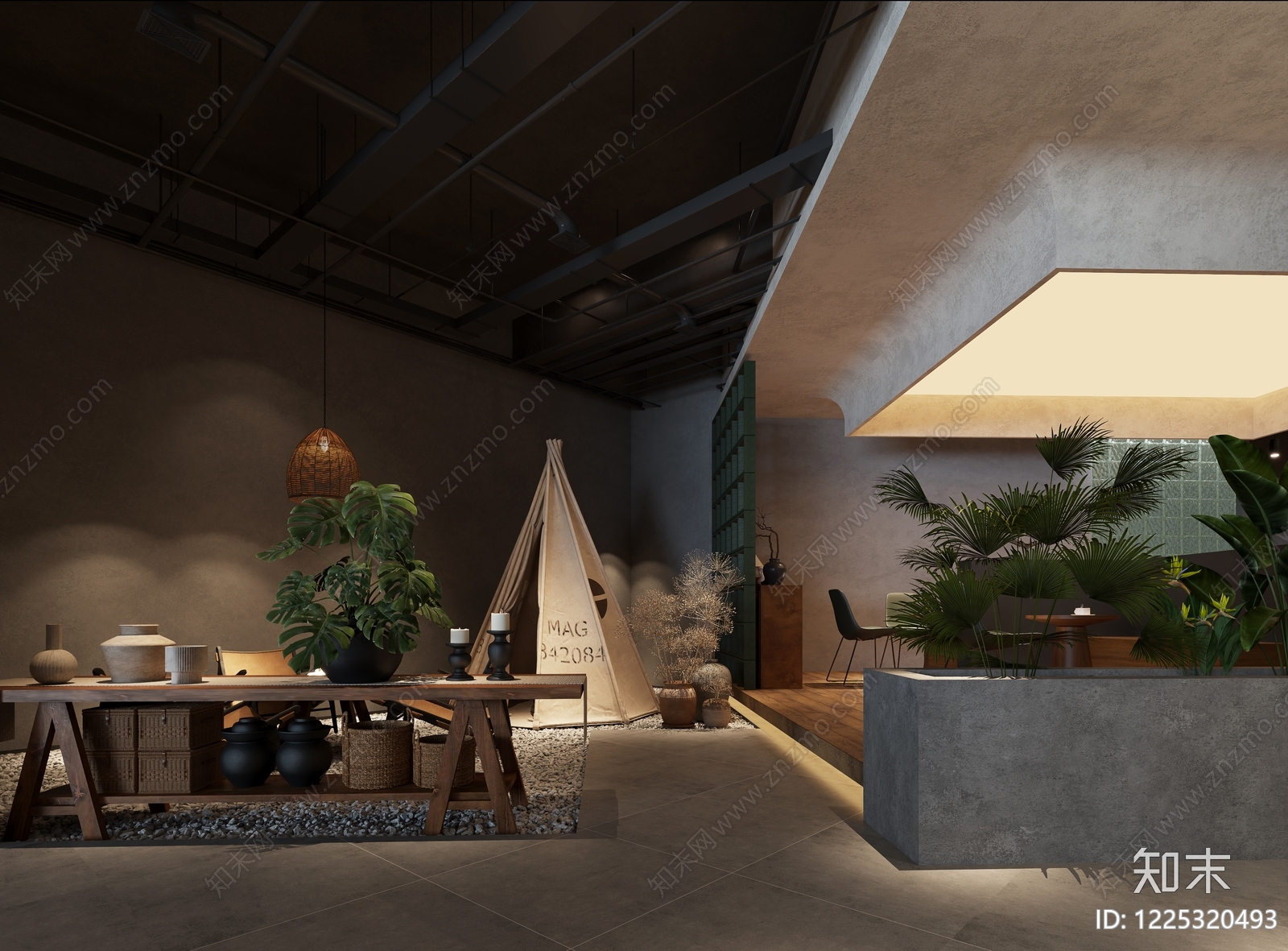 工业风茶餐厅3D模型下载【ID:1225320493】