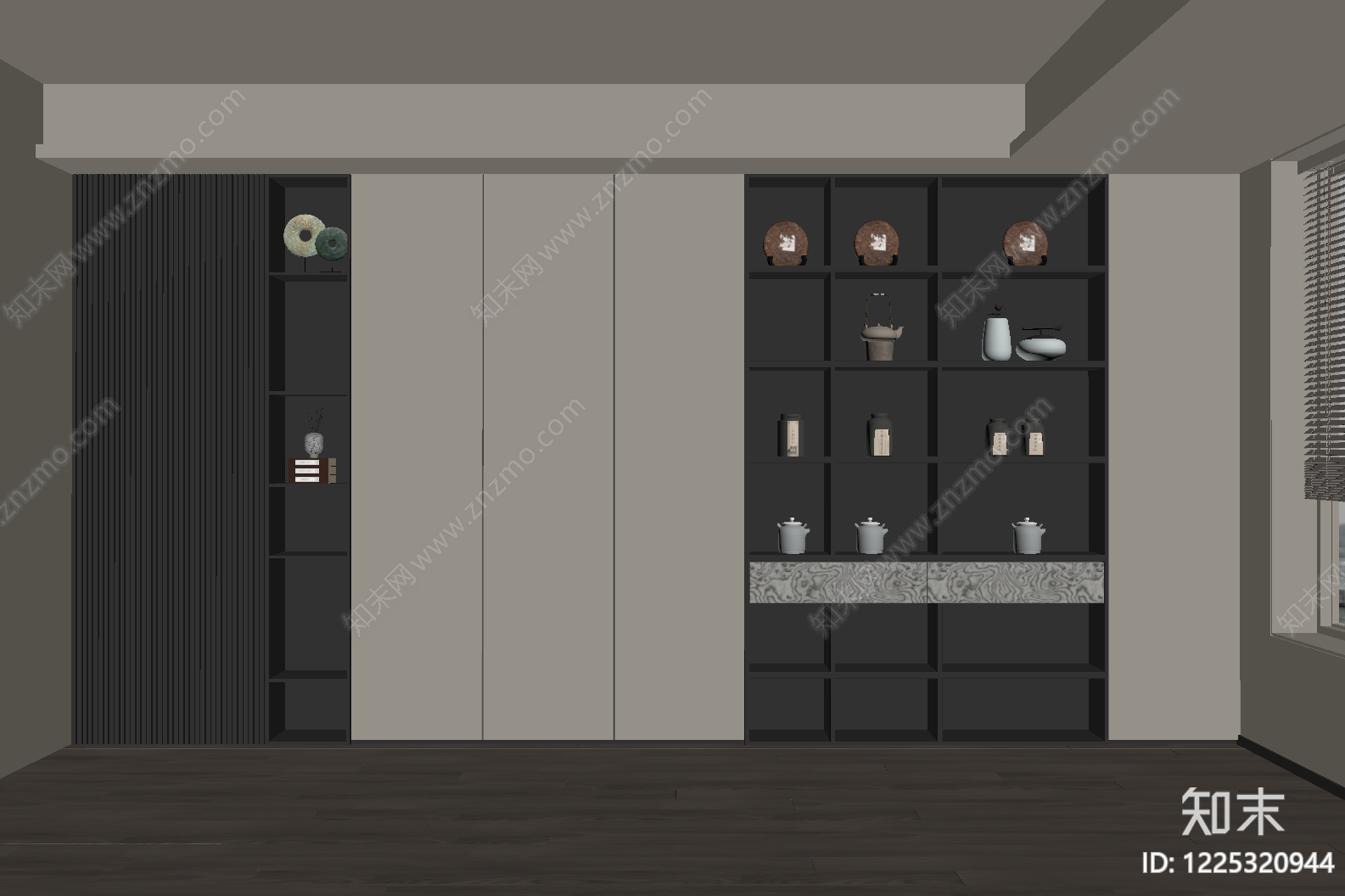 新中式储物柜SU模型下载【ID:1225320944】
