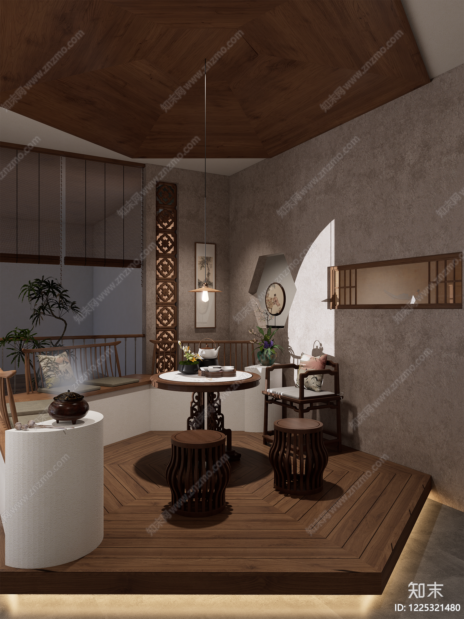 新中式茶馆3D模型下载【ID:1225321480】