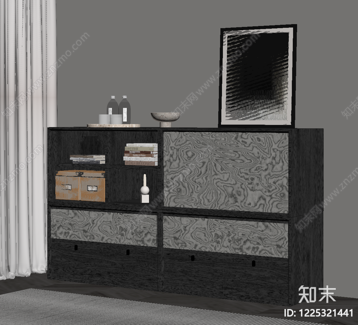现代简约餐边柜SU模型下载【ID:1225321441】