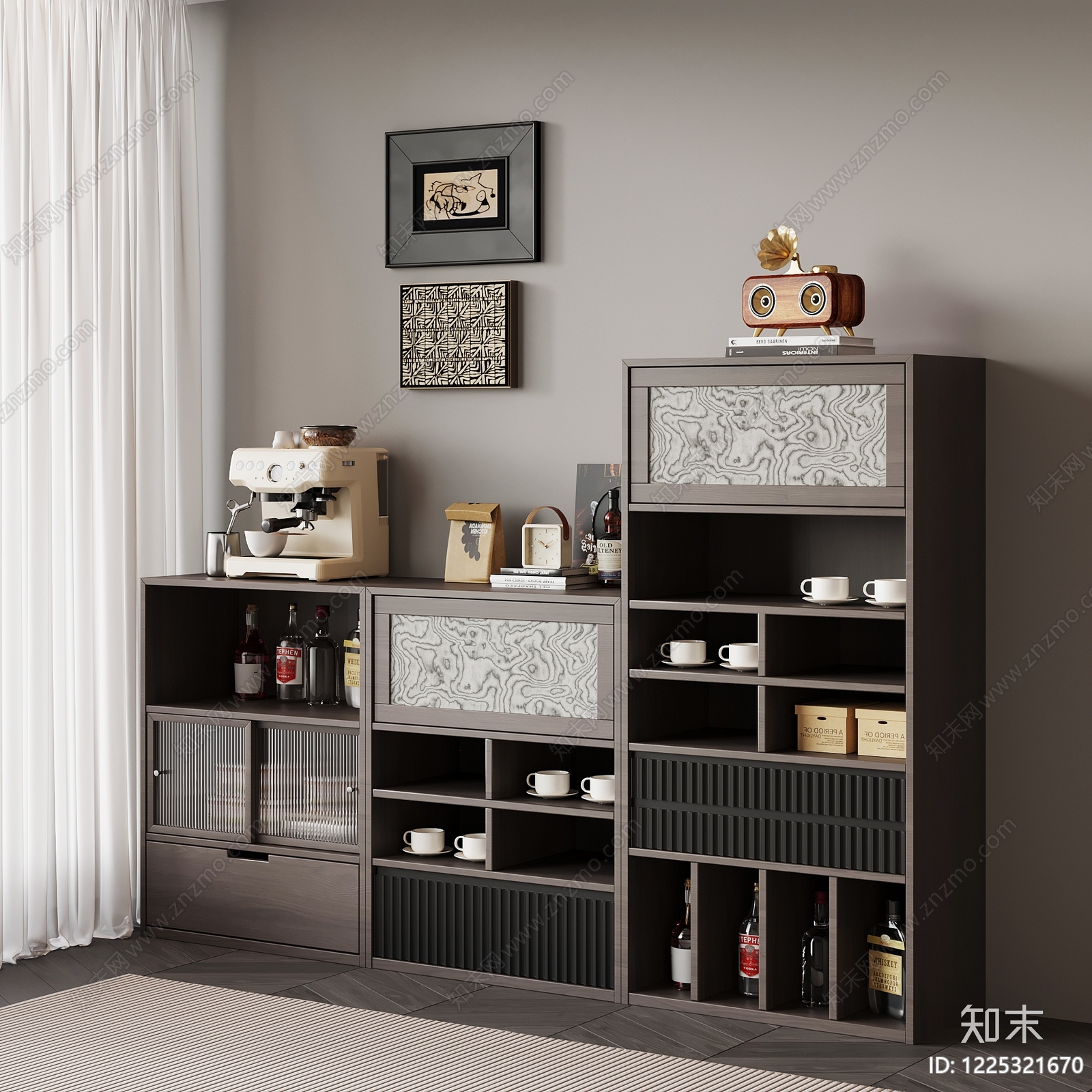 现代简约餐边柜3D模型下载【ID:1225321670】