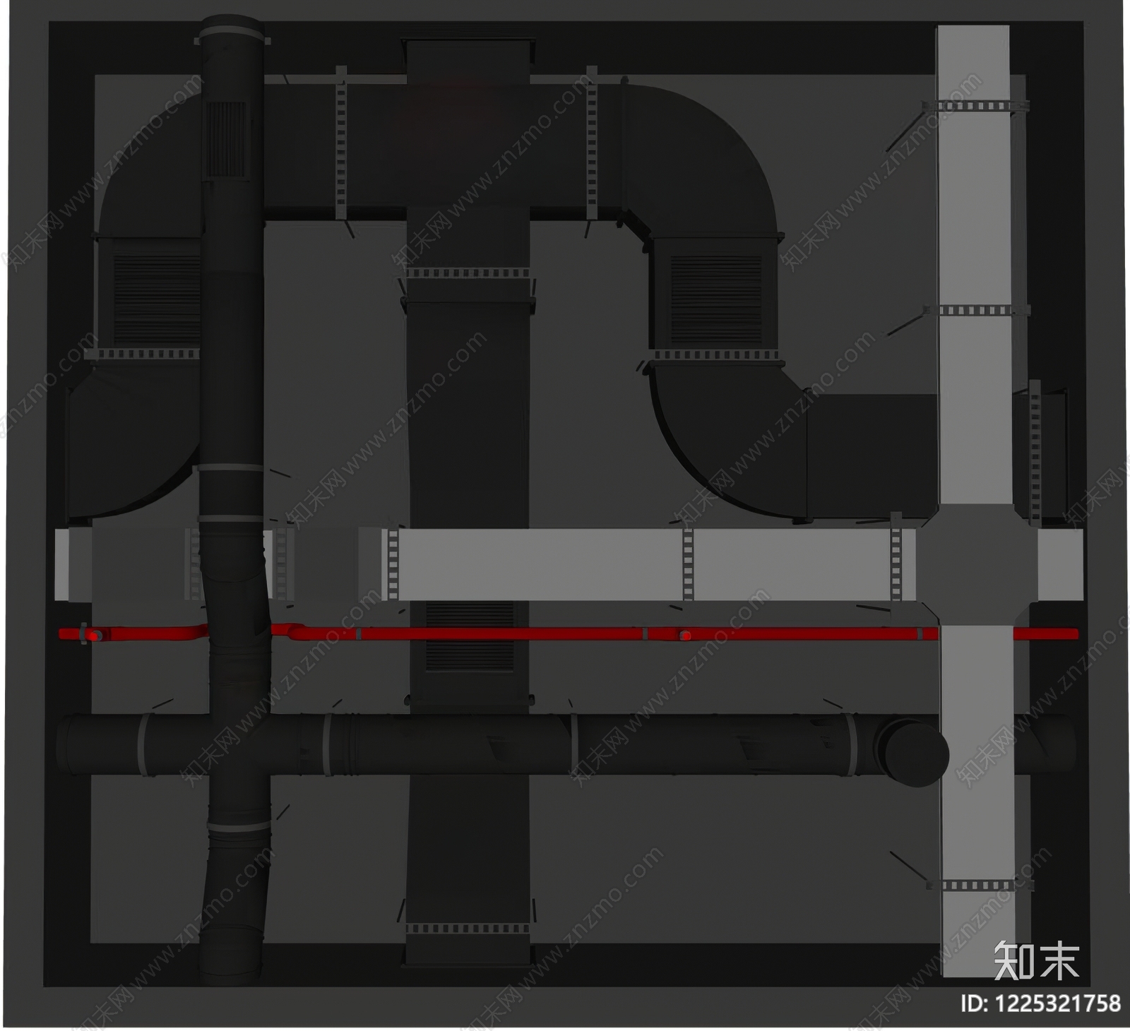 工业风吊顶SU模型下载【ID:1225321758】