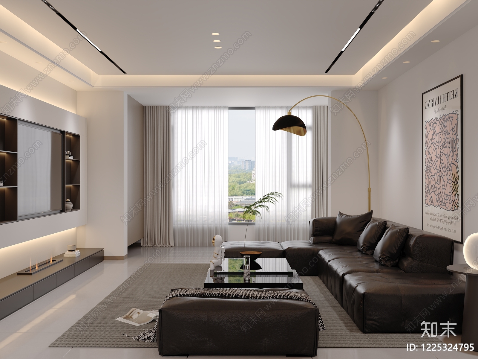 现代简约家居客厅3D模型下载【ID:1225324795】