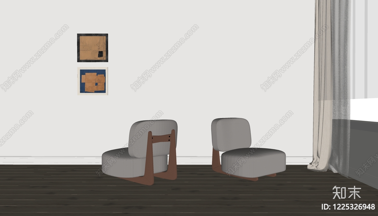 中古风单人沙发3D模型下载【ID:1225326948】