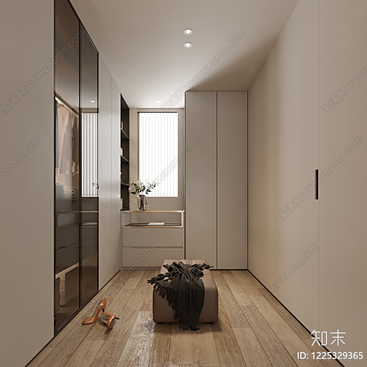 现代简约衣帽间3D模型下载【ID:1225329365】