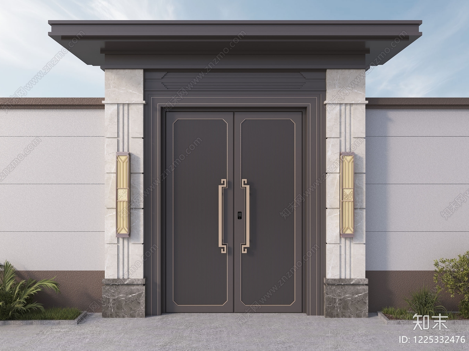 新中式双开门3D模型下载【ID:1225332476】