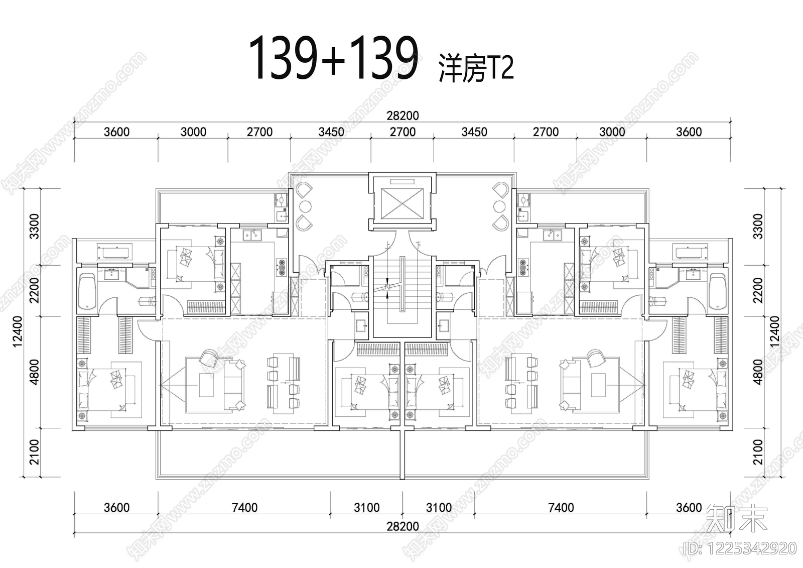 多层住宅cad施工图下载【ID:1225342920】