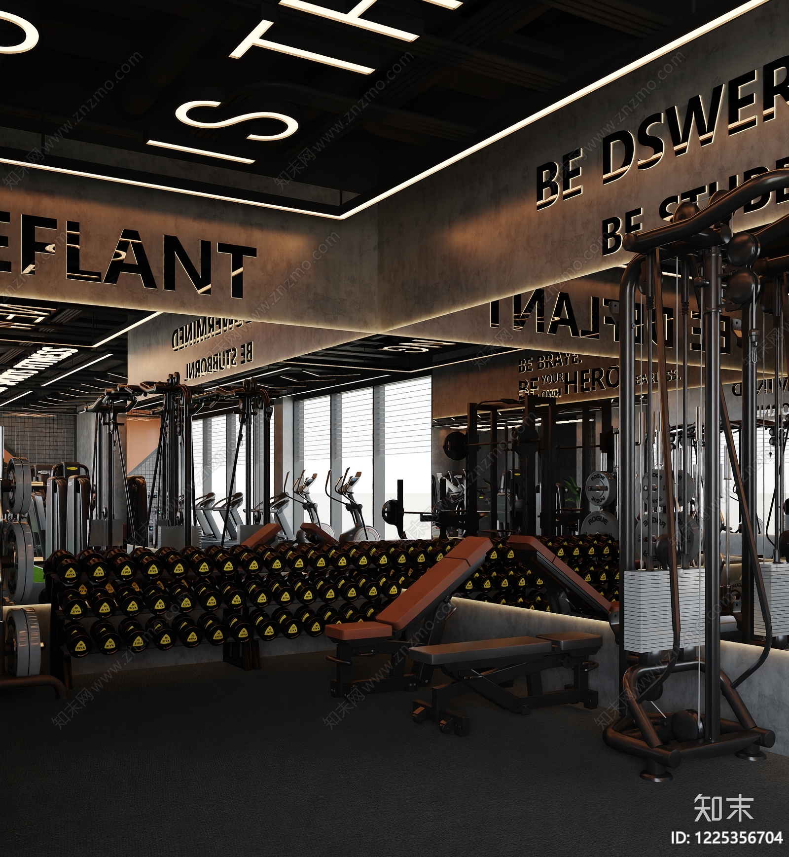 工业风健身房3D模型下载【ID:1225356704】