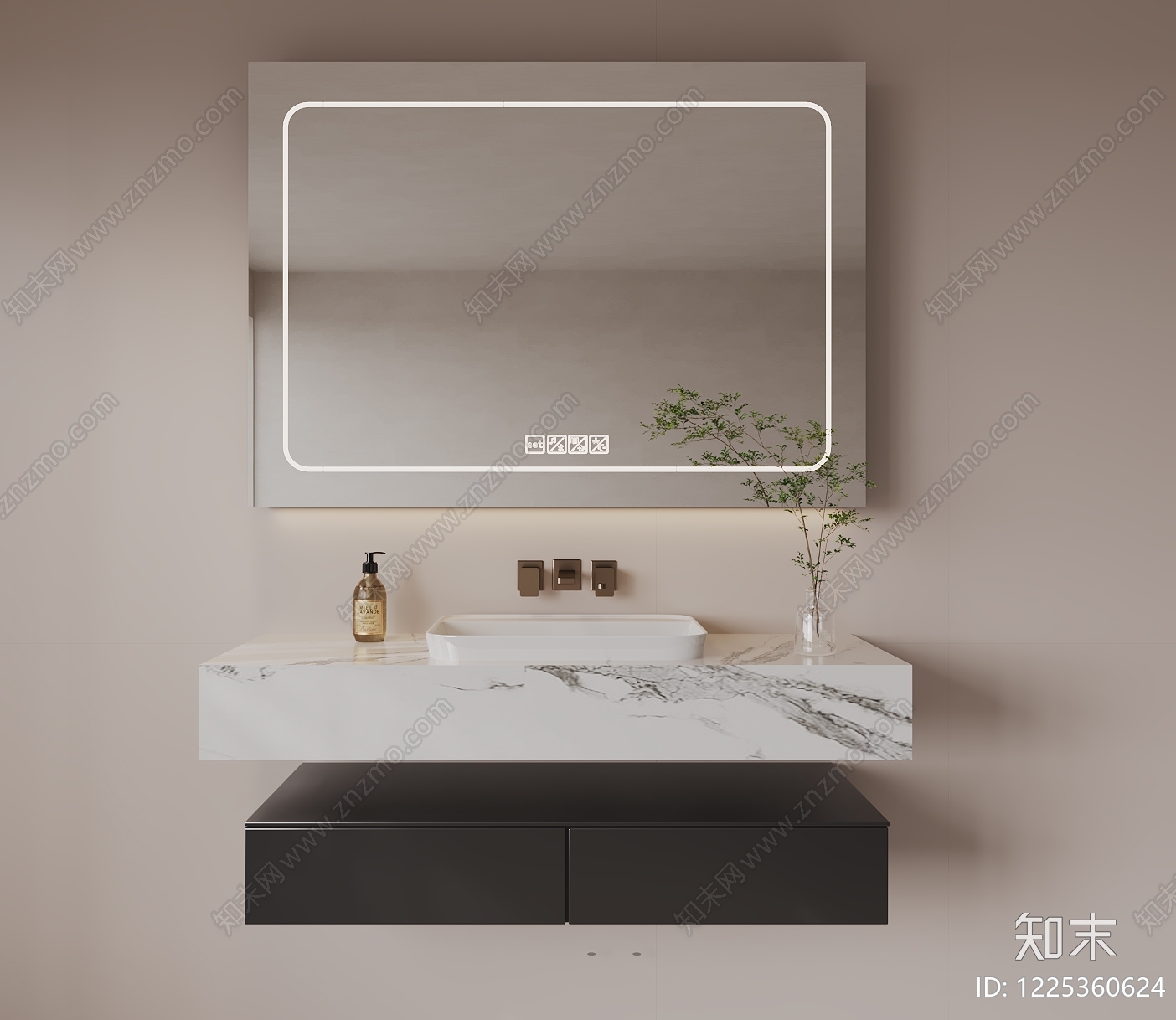 意式极简浴室柜SU模型下载【ID:1225360624】
