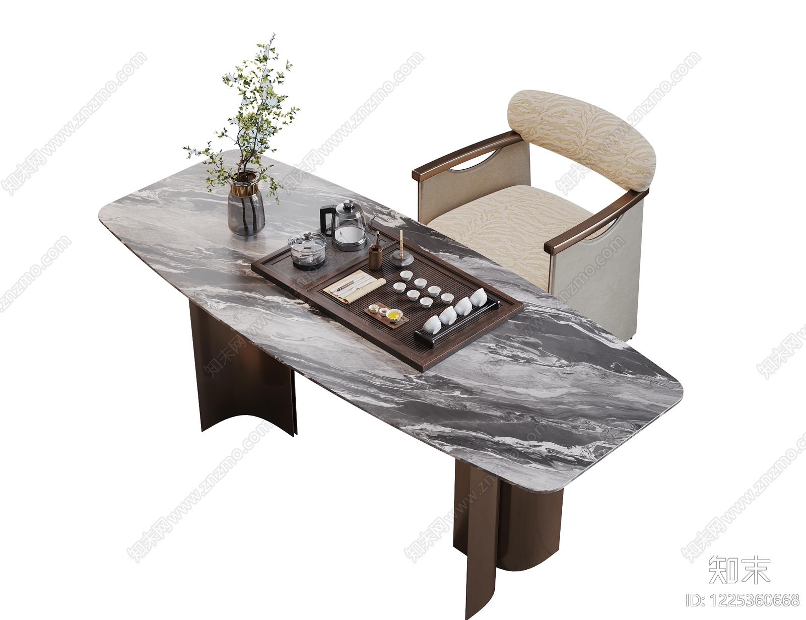 轻奢茶桌椅3D模型下载【ID:1225360668】