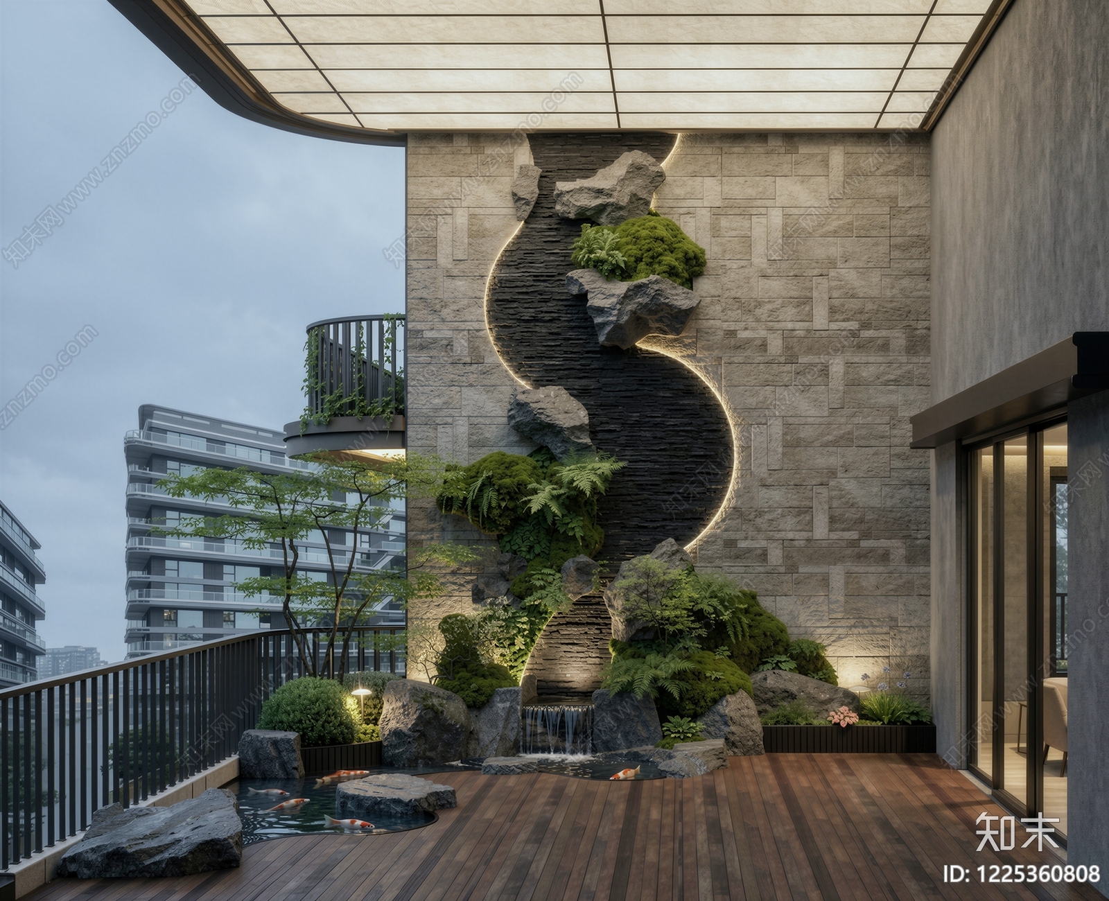 新中式景观屋顶花园SU模型草图