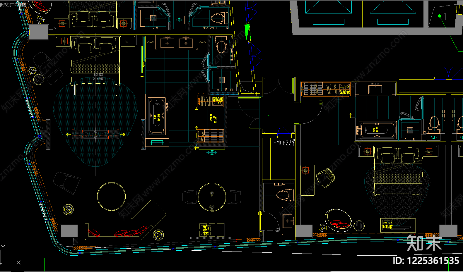 酒店建筑cad施工图下载【ID:1225361535】